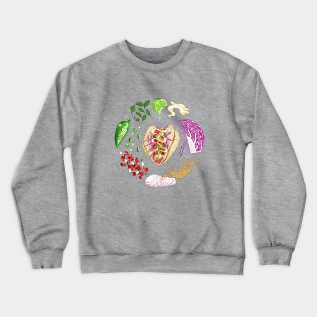 Fish Taco Diagram Crewneck Sweatshirt by SarahWrightArt